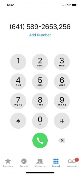 Dial extension on iPhone
