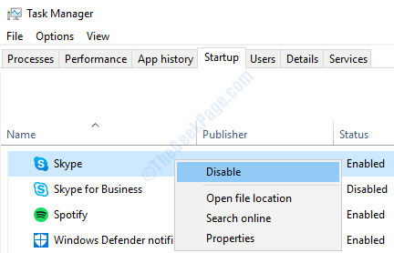 how to disable skype for business from startup