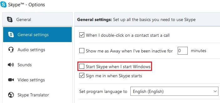 how to disable skype on startup windows 10 registry