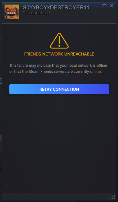 Steam friends network unreachable mac