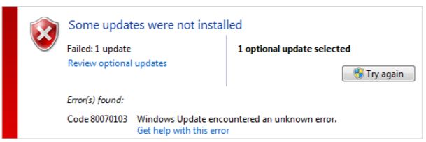 Windowsupdate_80070103 error