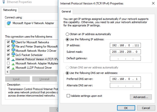 "ethernet doesn't have a valid ip configuration