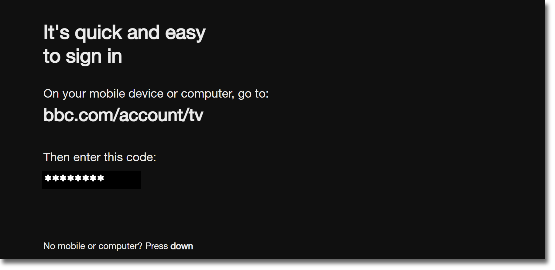 bbc.com/account/tv forgot password